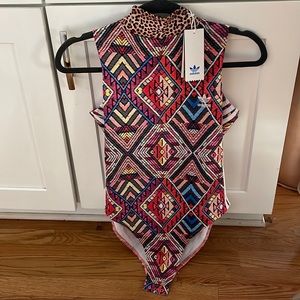 Adidas body suit abstract print NEW